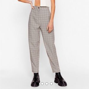 NEW Nasty Gal Checkered Tapered Trouser